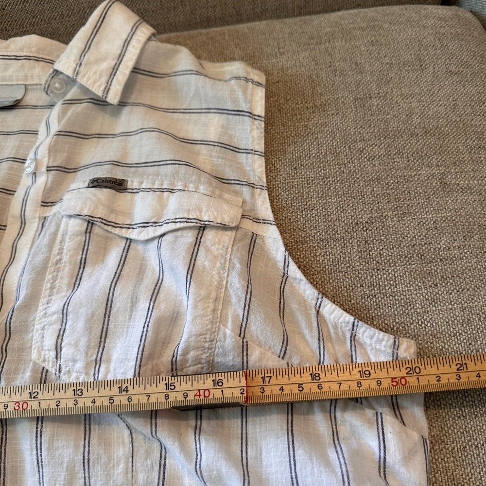 Columbia Women's Sleeveless Button Down Shirt White/Black Stripes 100% Cotton - Picture 8 of 10